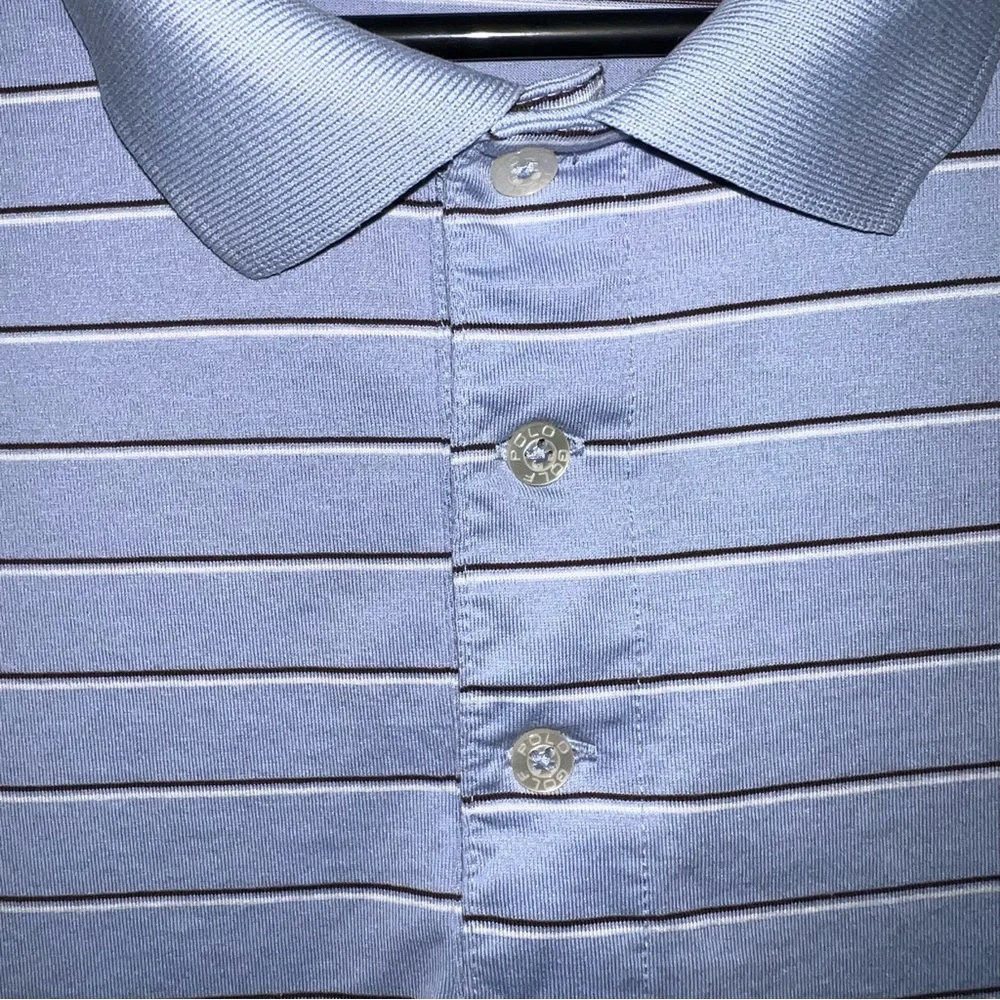 Ralph Lauren Polo Golf Men’s Striped Cotton Polo Shirt Light Blue – Size Large
